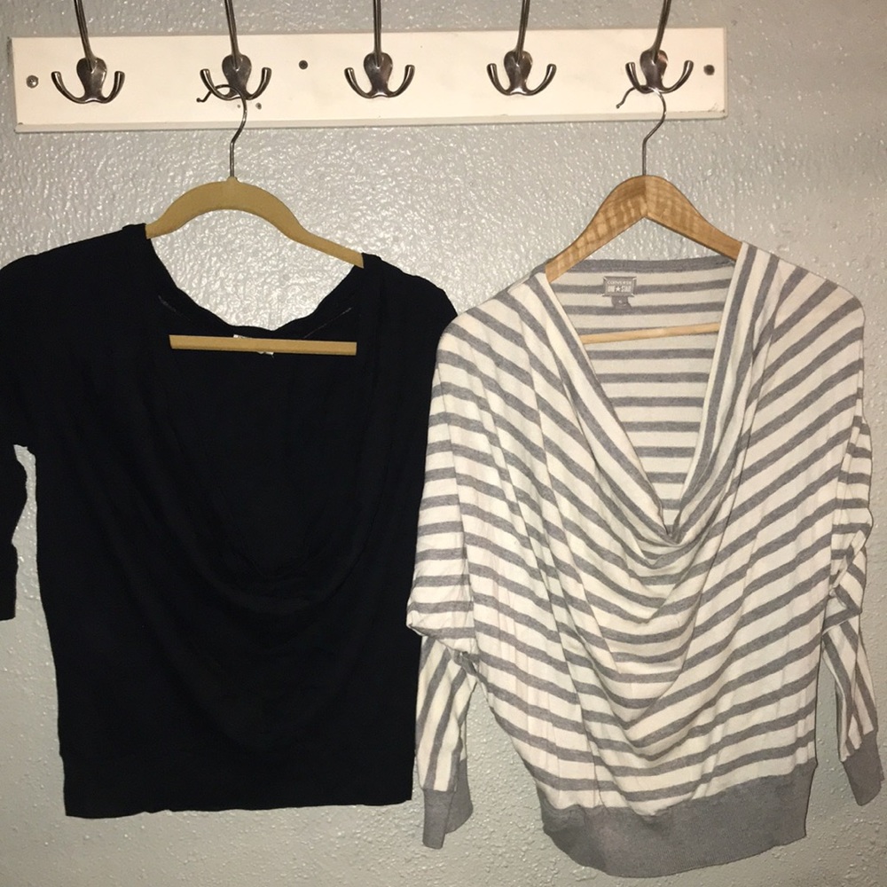 Bundle of 2 Converse Asymmetrical Cowl Neck & 3/4 Sleeve Black Sweaters
